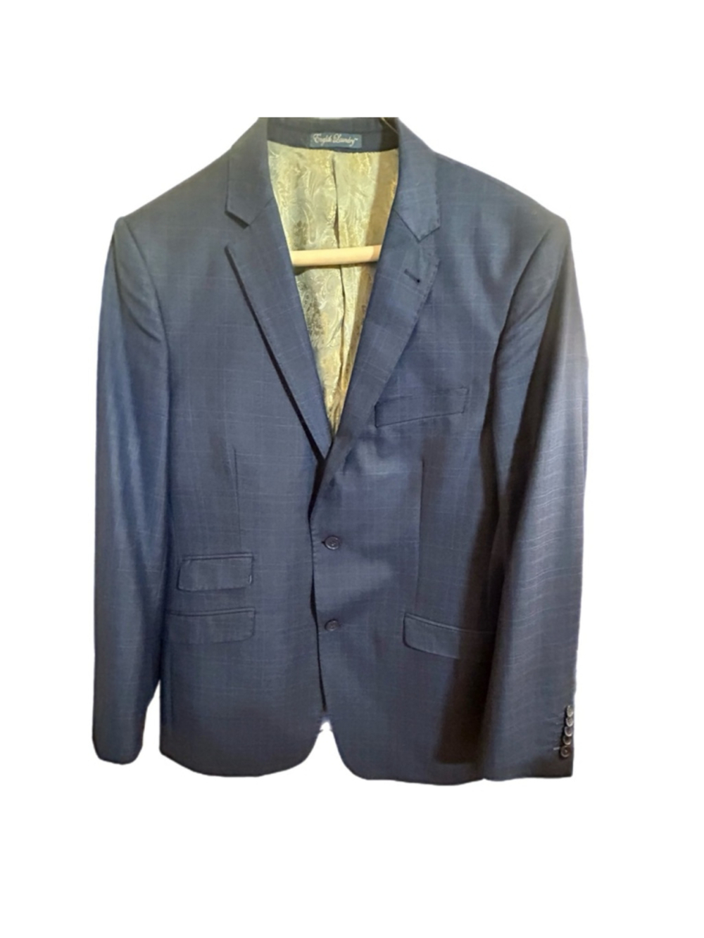 English Laundry Blue Windowpane Suit 42L / 35W - 2 Piece